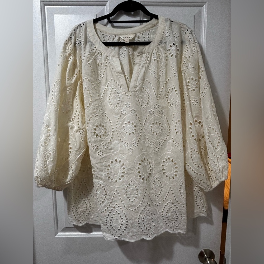 Tj Maxx Adiva Eyelet cream top